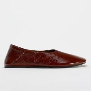 Zara Burgundy Flat Leather Loafers Size 10/41